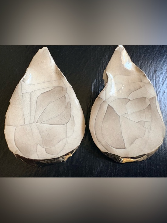 Handmade Enamel Clay Teardrop Earrings - Picture 7 of 9